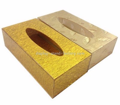 Custom acrylic rectangle box gold tissue box big box of tissues NAB-043