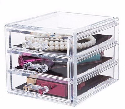 Acrylic display manufacturers custom acrylic makeup box 3 drawers organizer NMD-037