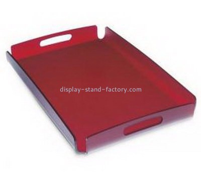 Acrylic display stand manufacturers customized red rectangular acrylic serving tray NFD-043