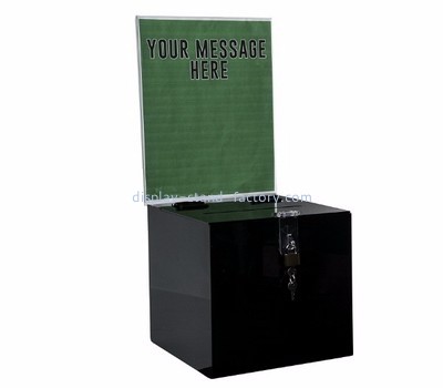 Display case manufacturers customized black acrylic charity boxes for sale NAB-179