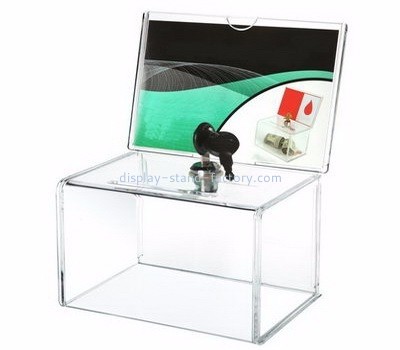 Display box manufacturer customized clear acrylic charity coin collection boxes NAB-182