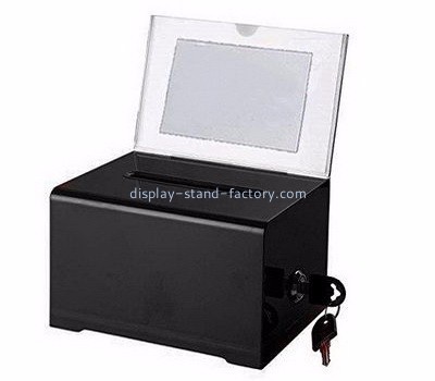 Acrylic donation box suppliers customized black acrylic suggestion ballot box NAB-231