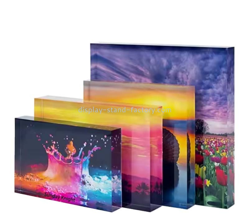 Custom wholesale acrylic UV printing picture display blocks NLC-160