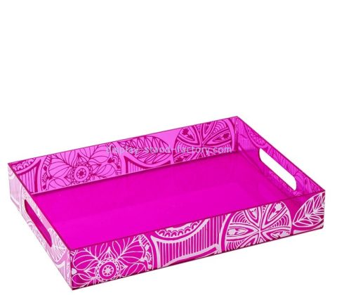 Custom acrylic UV painting serving tray with handles STD-440