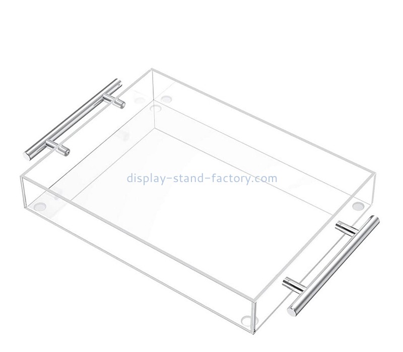 صينية تقديم زخرفية مصنوعة من الأكريليك المخصص للعرض من البرسبيكس مع مقابض معدنية STD-416