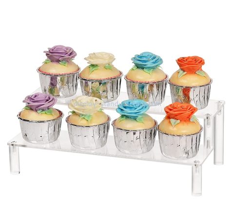 China lucite supplier custom acrylic 2 tier shelf display riser for desserts NFD-377