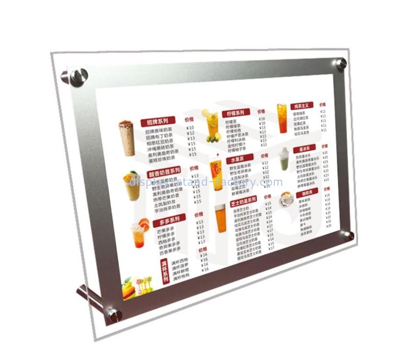 Custom menu display card led crystal light box acrylic light box advertising milk tea bar ordering card NLD-028