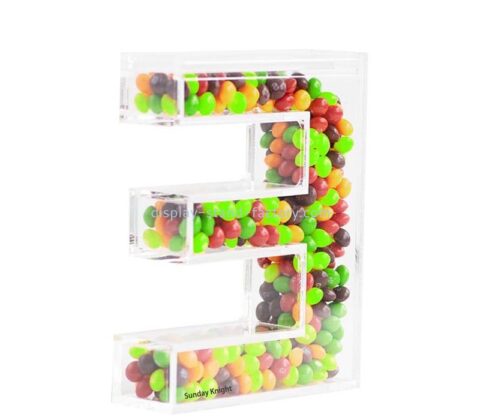 Custom wholesale acrylic E shape candy display box NFD-436