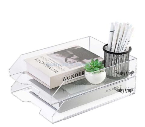 Custom wholesale acrylic 2 tier stacking desktop documents trays NBD-832