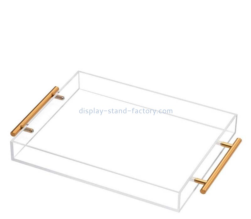 Пользовательские оптовая акриловый сервировочный поднос с металлическими ручками STD-465