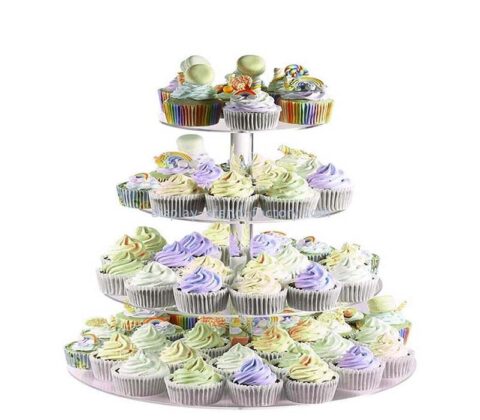 Custom wholesale acrylic 4 tiers cupcake display tower stand NFD-425