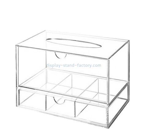 Custom acrylic tissue box with drawer NAB-1852