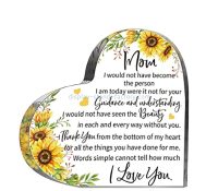 Custom acrylic heart best Mom block sign NLC-131