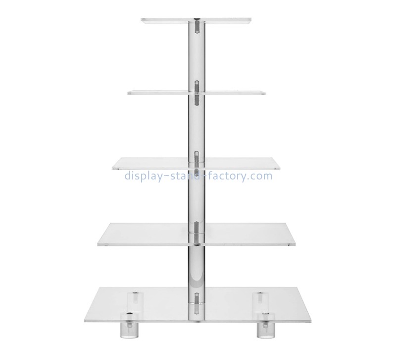 Custom clear acrylic 5 tier pastry cake stand tower for party NFD-402