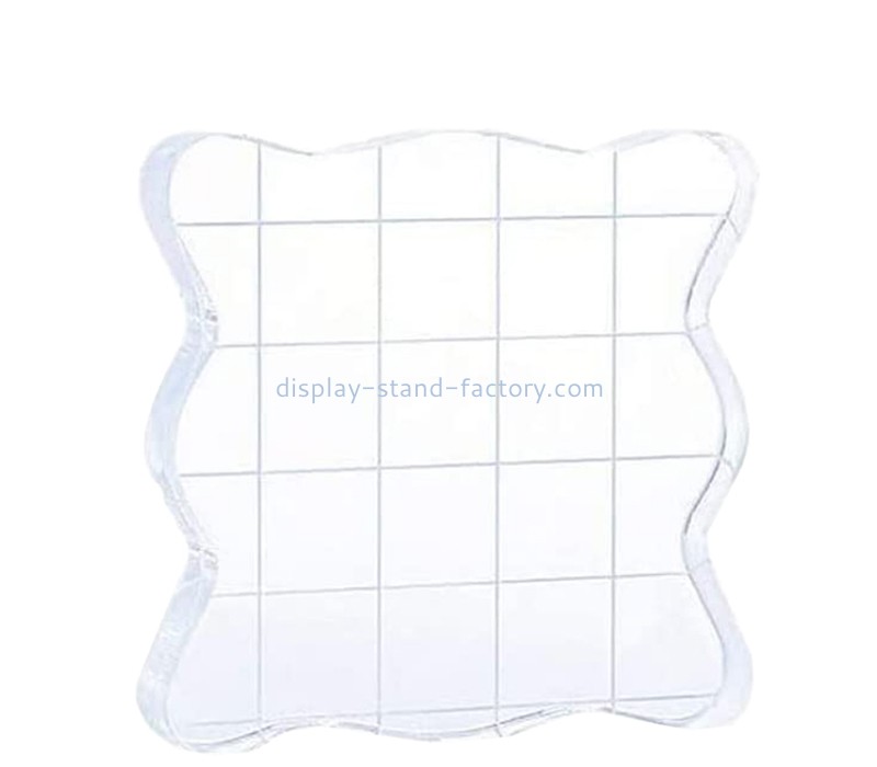 China perspex supplier custom acrylic stamp block with grid and grip NLC-116