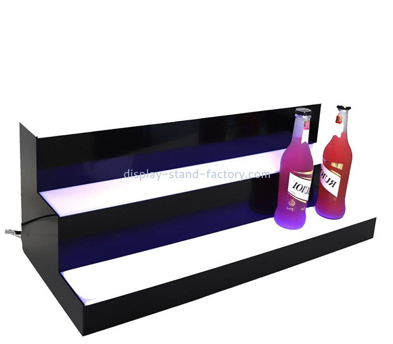 Plexiglass display manufacturer custom acrylic 3 layers ladder wine bottles LED display rack NLD-084