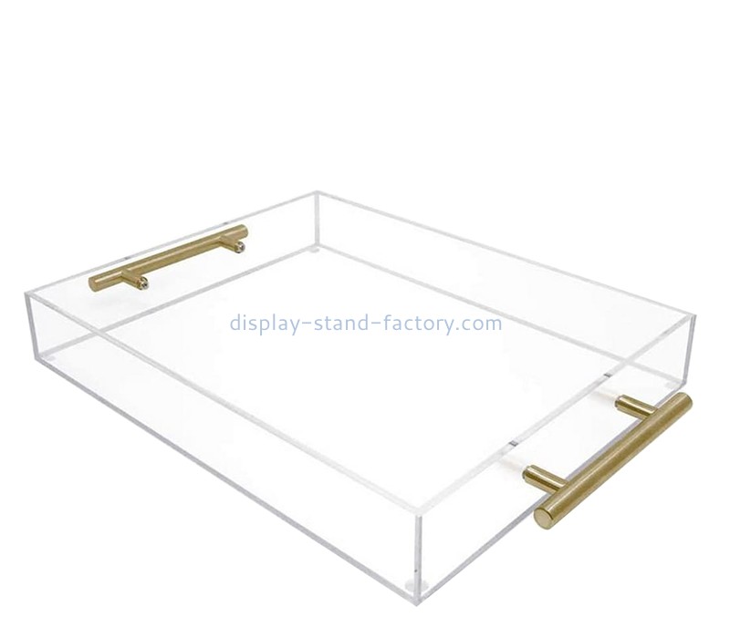 루사이트 제품 제조업체 금색 금속 손잡이가 있는 맞춤형 아크릴 서빙 트레이 STD-423