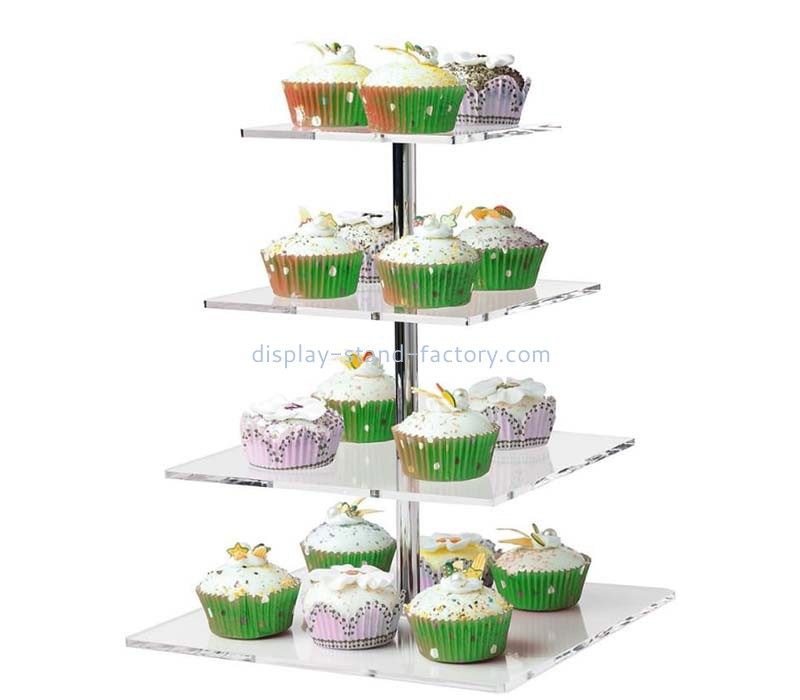 Perspex ürün tedarikçisi özel akrilik 4 katlı cupcake ekran standı kule NFD-389