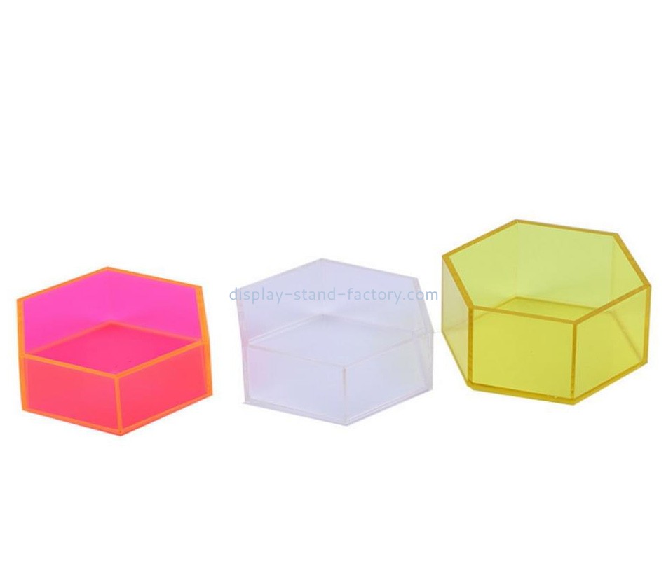 Lucite supplier custom acrylic storagex boxes plexiglass hexagon boxes NAB-1752