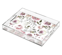 Plexilgass manufacturer personalized custom printed pattern acrylic decorative serving tray STD-362