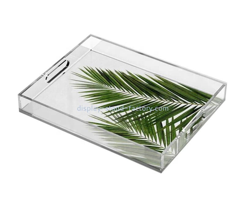 Acrylic supplier customize lucite decorative serving tray with handle STD-328