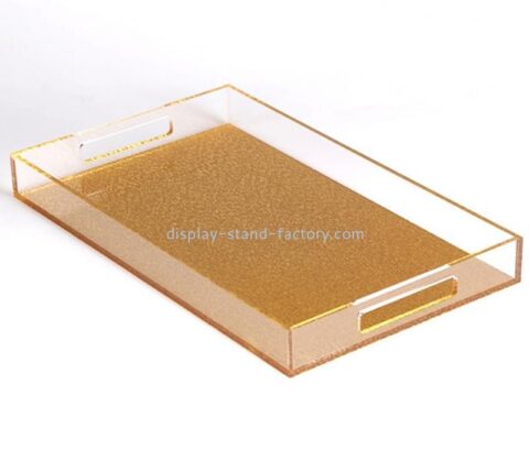 Plexiglass factory customize acrylic serving tray with handle STD-325