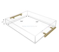 Acrylic manufacturer customize plexiglass serving tray with handle STD-319