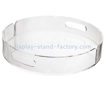 Plexiglass supplier customize round acrylic serving tray with handles STD-284