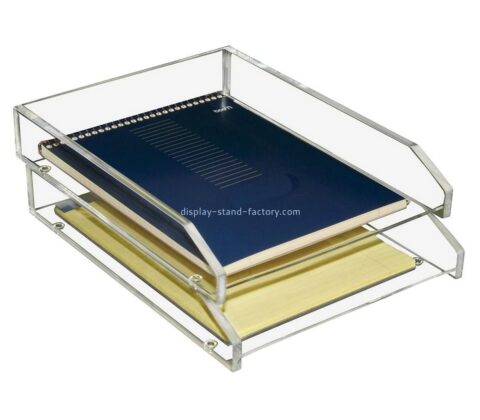 Custom clear acrylic lucite double layers letter tray NBD-719