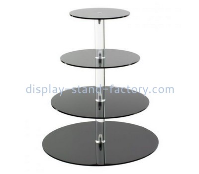 Custom 4 tiers round black acrylic cake display stand NFD-215