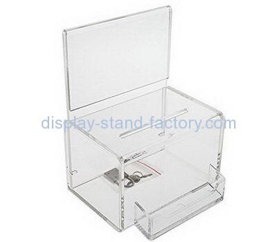 Clear acrylic election box with lock and sign holder NAB-1087