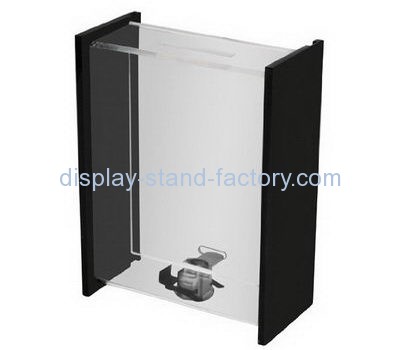 Clear + black acrylic donation box with lock NAB-1083