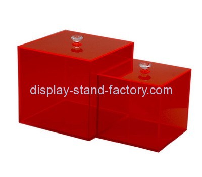 Acrylic red storage box with lid NAB-1011