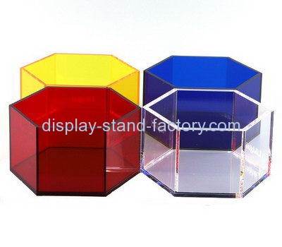 Customize lucite hexagon display case NAB-969