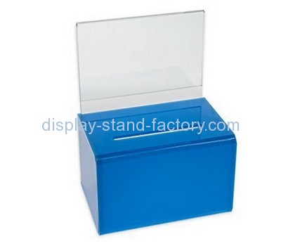 Customize blue acrylic charity boxes cheap NAB-672