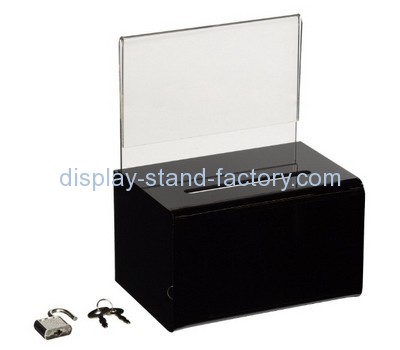 Customize black acrylic donation lock box NAB-668