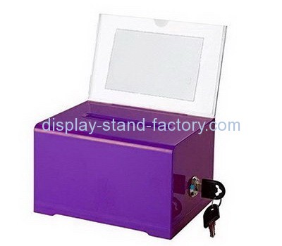 Customize purple acrylic lockable donation box NAB-660