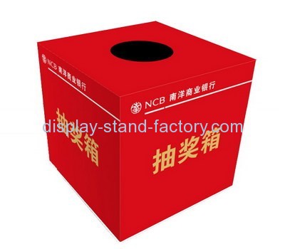 Bespoke red acrylic raffle drawing box NAB-571