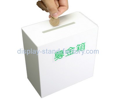 Bespoke acrylic white cash donation box NAB-569