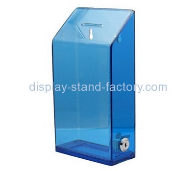 Bespoke blue acrylic donation boxes with locks NAB-502