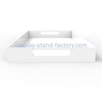 Bespoke white acrylic serving tray with handles STD-044