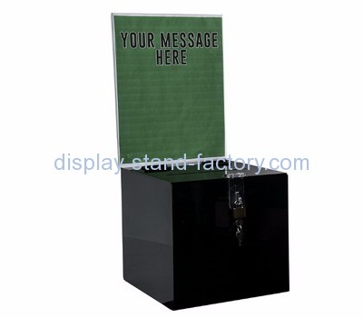 Display case manufacturers customized black acrylic charity boxes for sale NAB-179