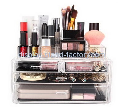 Custom clear acrylic display case makeup box organizer NMD-026