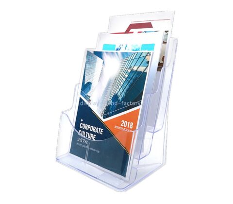 Customized acrylic horizontal brochure holder pamphlet stands with pocket NBD-049