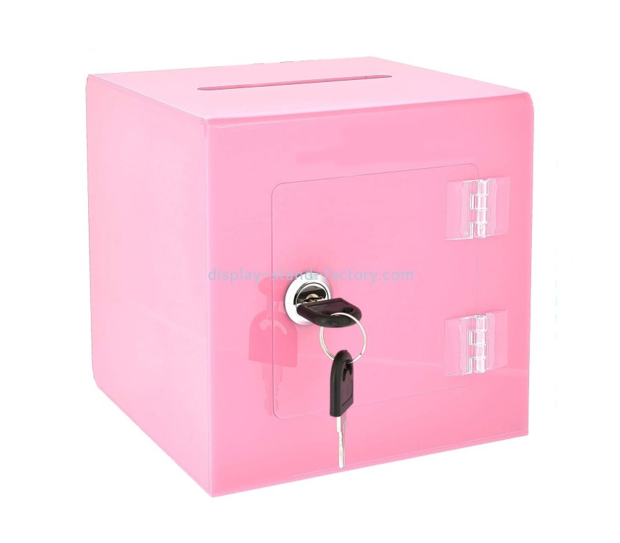 Custom acrylic transparent donation box pink donation box fundraising collection containers NAB-068