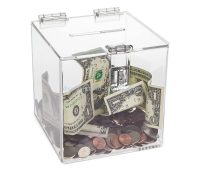 Custom acrylic donation box design acrylic free donation boxes charity coin collection boxes NAB-065