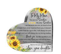 Wholesale custom acrylic heart shape Mom gift block