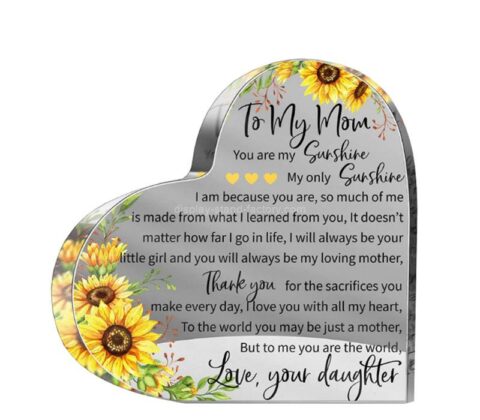 Wholesale custom acrylic heart shape Mom gift block